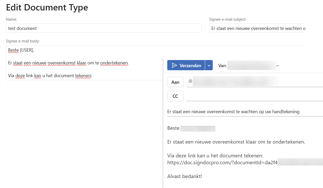 Email template feature